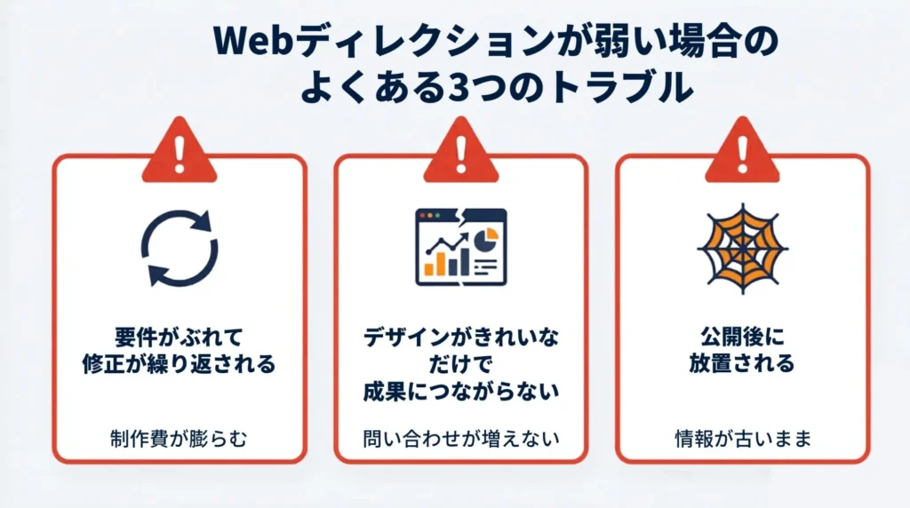 Webディレクションが弱いと何が起きるか|よくある3つのトラブル