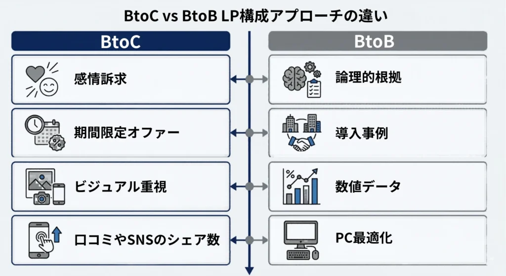 BtoCとBtoBで変わるLP構成アプローチの違い