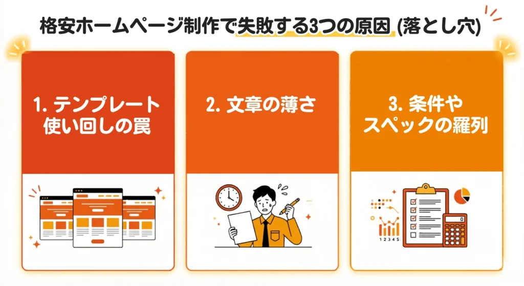 格安ホームページ制作で失敗する3つの原因