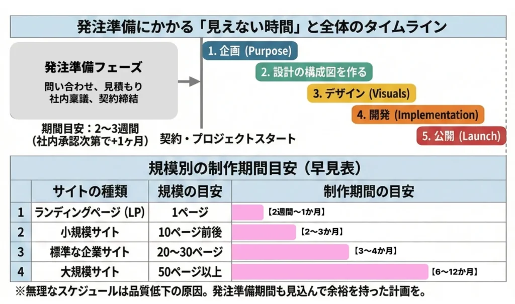 発注準備にかかる「見えない時間」と全体のタイムライン